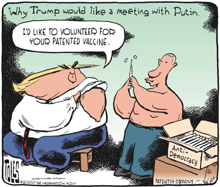 Political/Editorial Cartoon by Tom Toles, Washington Post on Putin Enemy Poisoned