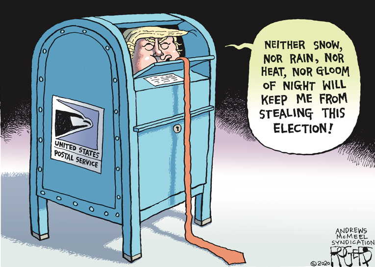 Political/Editorial Cartoon by Rob Rogers on DeJoy Defends Gutting USPS