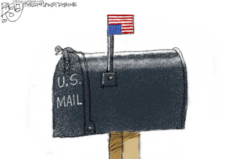 Political/Editorial Cartoon by Pat Bagley, Salt Lake Tribune on DeJoy Defends Gutting USPS