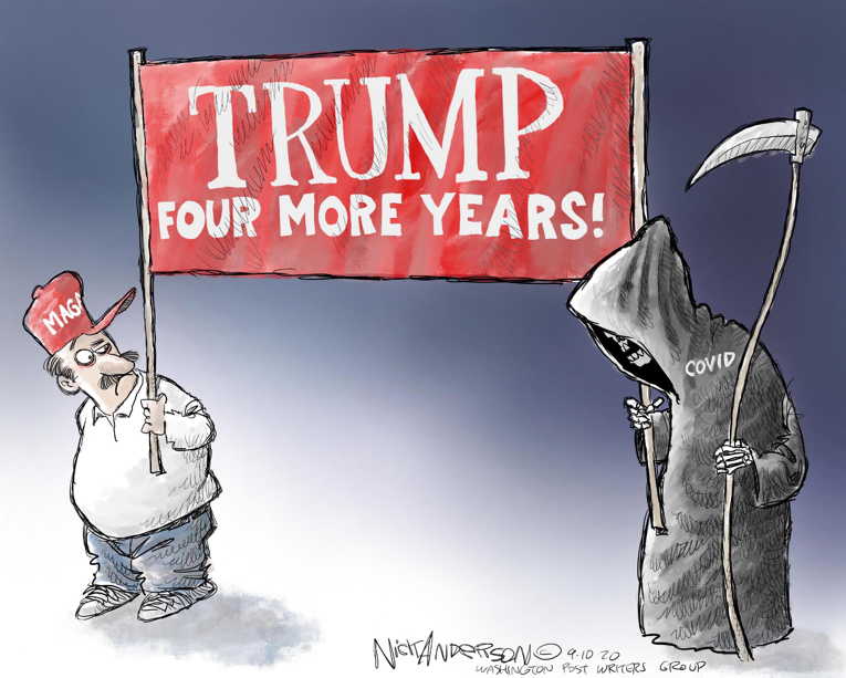 Political/Editorial Cartoon by Nick Anderson, Houston Chronicle on Presidential Race Tightens