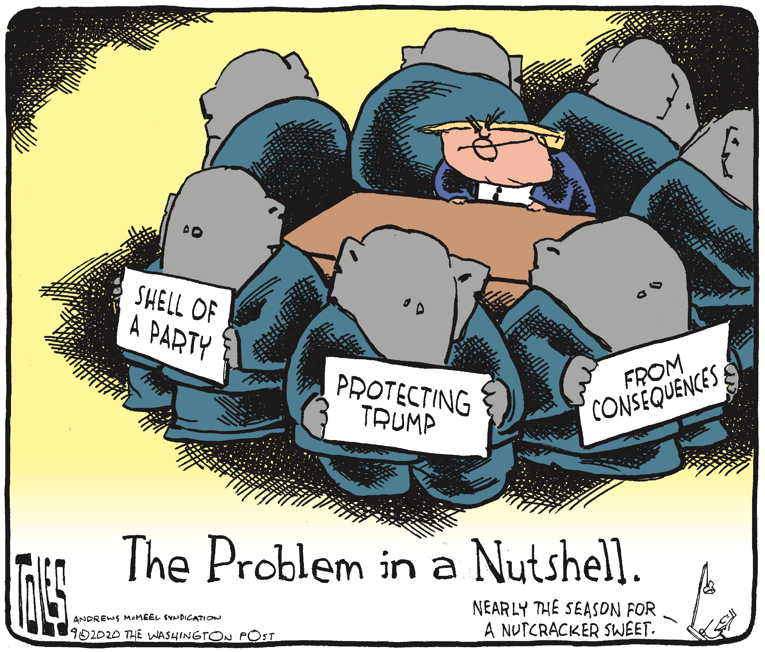 Political/Editorial Cartoon by Tom Toles, Washington Post on GOP Unites Behind Trump