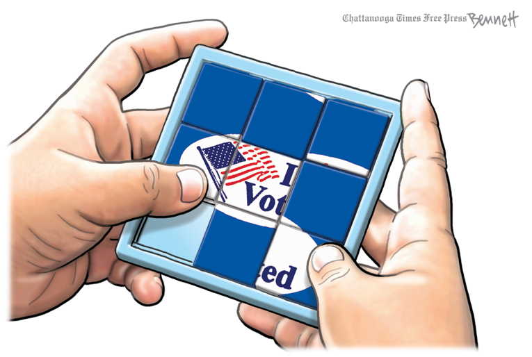 Political/Editorial Cartoon by Clay Bennett, Chattanooga Times Free Press on President Confident of 2020 Win