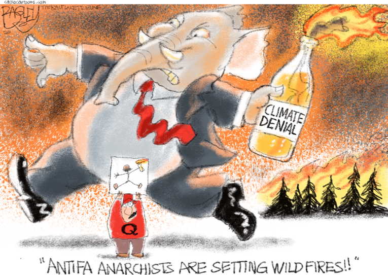 Political/Editorial Cartoon by Pat Bagley, Salt Lake Tribune on Storms Ravage U.S.