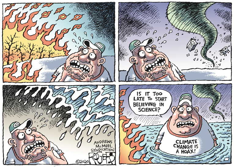 Political/Editorial Cartoon by Rob Rogers on Storms Ravage U.S.