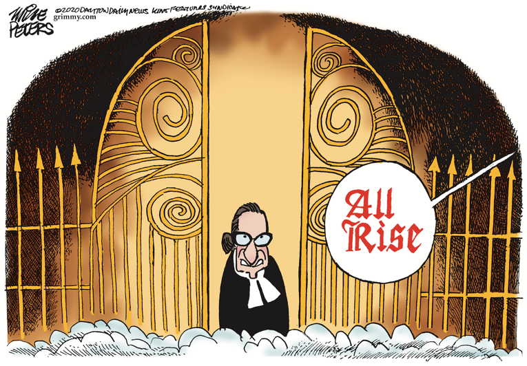 Political/Editorial Cartoon by Mike Peters, Dayton Daily News on Ruth Bader Ginsburg Dies