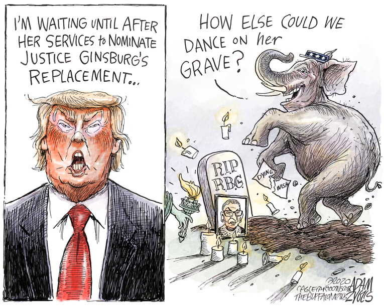 Political/Editorial Cartoon by Adam Zyglis, The Buffalo News on GOP Dances on RBG’s Grave