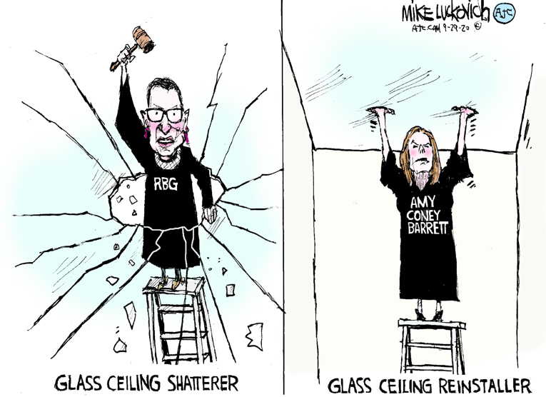 Political/Editorial Cartoon by Mike Luckovich, Atlanta Journal-Constitution on GOP Dances on RBG’s Grave