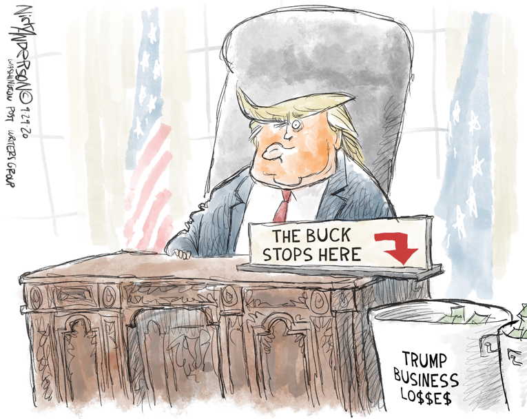 Political/Editorial Cartoon by Nick Anderson, Houston Chronicle on Trump’s Taxes Revealed