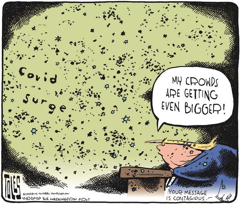 Political/Editorial Cartoon by Tom Toles, Washington Post on Covid Hospitalizations Surge