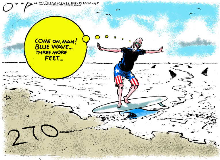 Political/Editorial Cartoon by Jack Ohman, The Oregonian on Race Too Close to Call