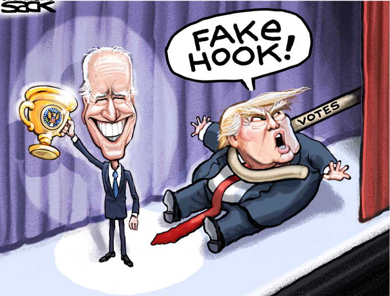 Political/Editorial Cartoon by Steve Sack, Minneapolis Star Tribune on Trump Claims Victory