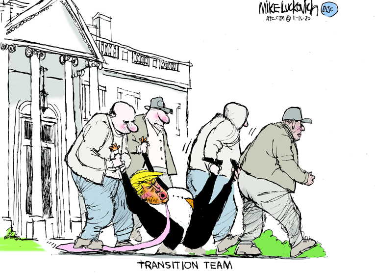 Political/Editorial Cartoon by Mike Luckovich, Atlanta Journal-Constitution on Trump Digs In