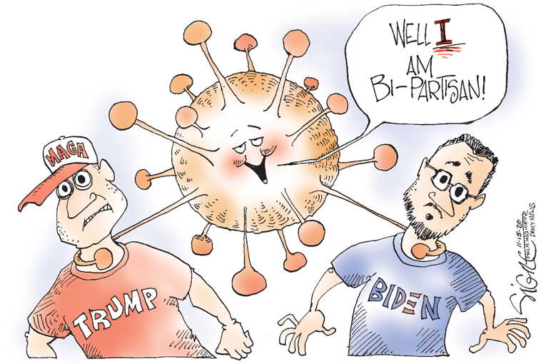 Political/Editorial Cartoon by Signe Wilkinson, Philadelphia Daily News on Covid Pandemic Worsening