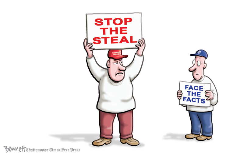 Political/Editorial Cartoon by Clay Bennett, Chattanooga Times Free Press on Trump Claims “Massive Dumps”