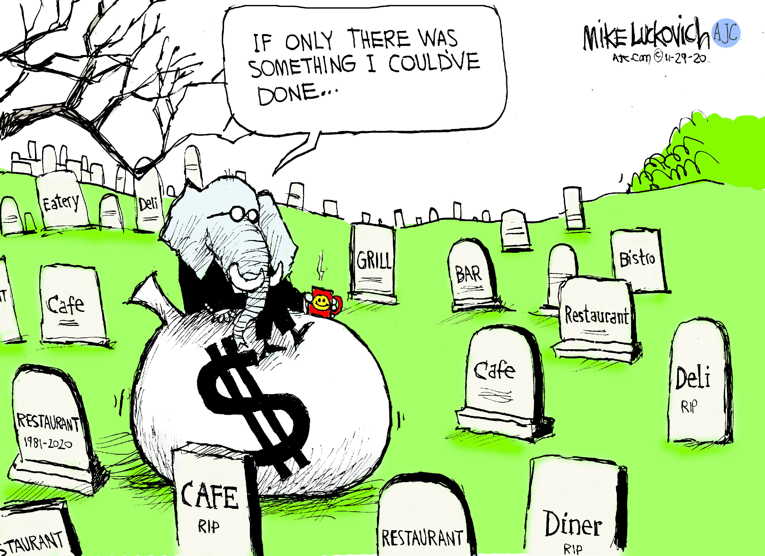 Political/Editorial Cartoon by Mike Luckovich, Atlanta Journal-Constitution on Dow Reaches Record High