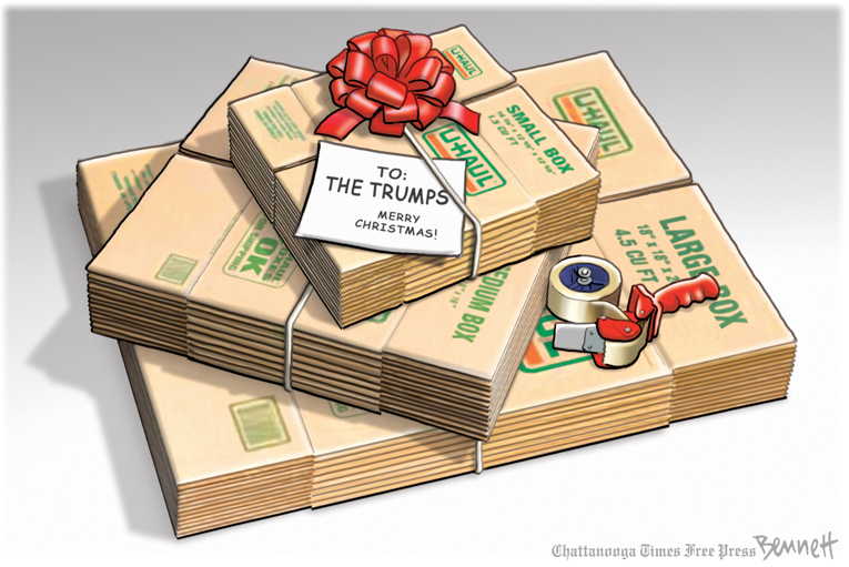 Political/Editorial Cartoon by Clay Bennett, Chattanooga Times Free Press on White House Prepares for Christmas