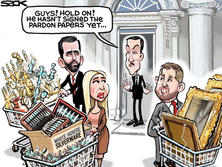 Political/Editorial Cartoon by Steve Sack, Minneapolis Star Tribune on White House Prepares for Christmas