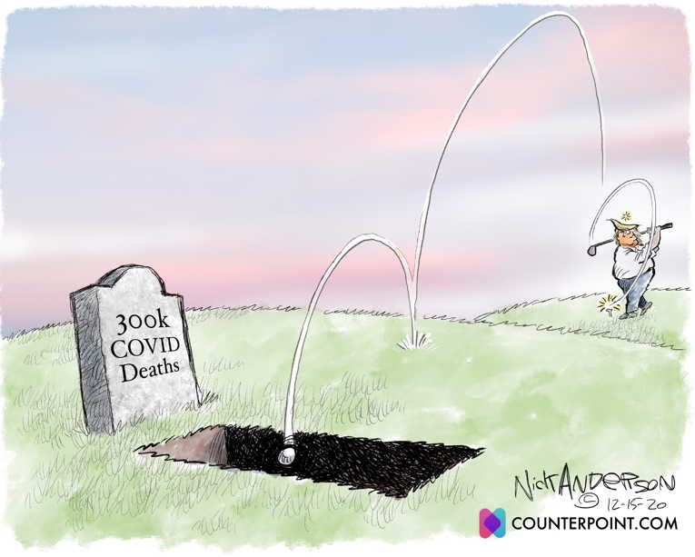 Political/Editorial Cartoon by Nick Anderson, Houston Chronicle on Covid Deaths Skyrocket