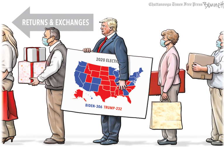 Political/Editorial Cartoon by Clay Bennett, Chattanooga Times Free Press on Trump Still President