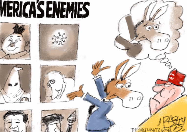 Political/Editorial Cartoon by Pat Bagley, Salt Lake Tribune on Dems Celebrate Contested Victory