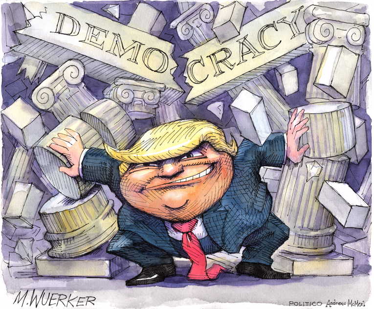 Political/Editorial Cartoon by Matt Wuerker, Politico on Capitol Building Attacked