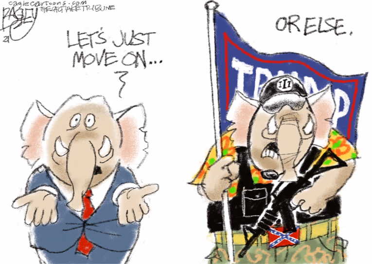 Political/Editorial Cartoon by Pat Bagley, Salt Lake Tribune on Siege Ends, Biden Win Certified