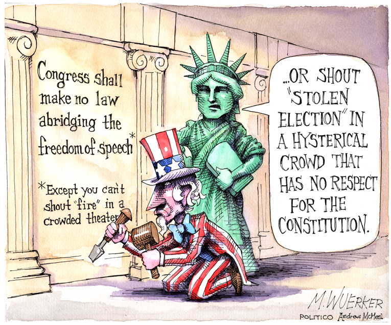 Political/Editorial Cartoon by Matt Wuerker, Politico on Siege Ends, Biden Win Certified