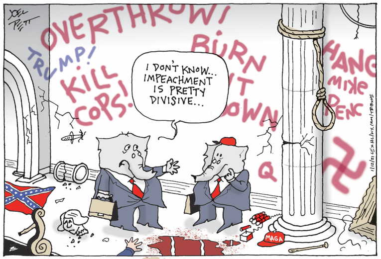 Political/Editorial Cartoon by Joel Pett, Lexington Herald-Leader, CWS/CartoonArts Intl. on Siege Ends, Biden Win Certified