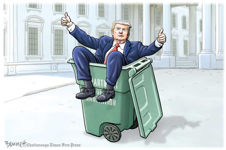 Political/Editorial Cartoon by Clay Bennett, Chattanooga Times Free Press on Trump Goes Away