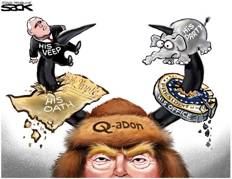 Political/Editorial Cartoon by Steve Sack, Minneapolis Star Tribune on Final Days Uneventful