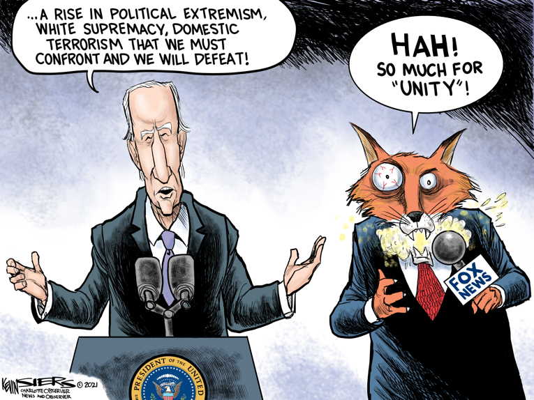 Political/Editorial Cartoon by Kevin Siers, Charlotte Observer on Biden Infuriates GOP