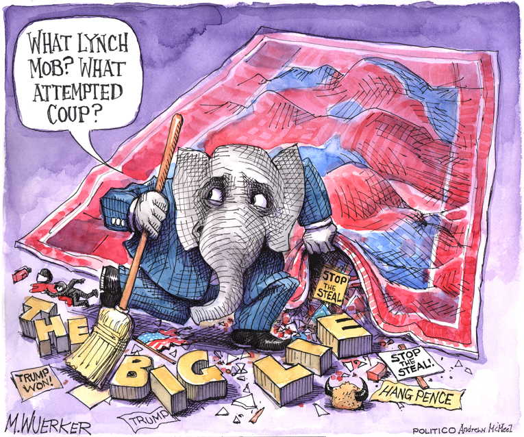 Political/Editorial Cartoon by Matt Wuerker, Politico on GOP Resists Impeachment