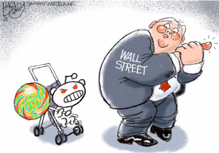 Political/Editorial Cartoon by Pat Bagley, Salt Lake Tribune on Stock Market Rocked