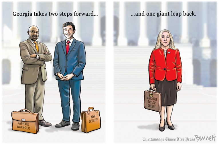 Political/Editorial Cartoon by Clay Bennett, Chattanooga Times Free Press on Insurrection Continues