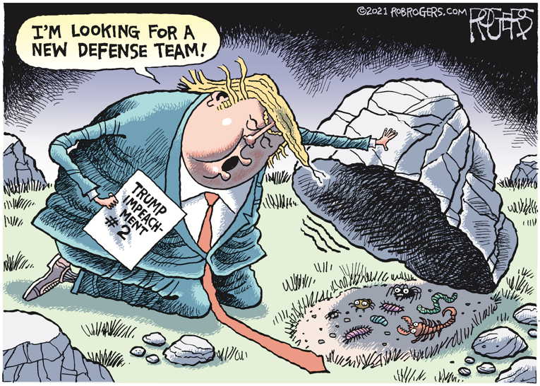 Political/Editorial Cartoon by Rob Rogers on Impeachment Battle Begins