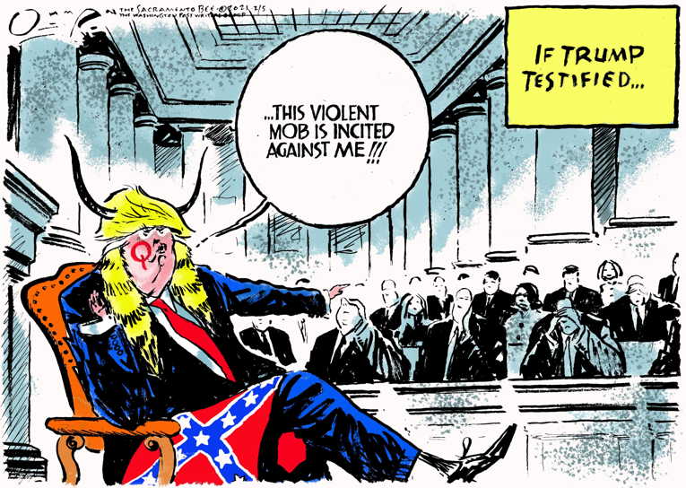 Political/Editorial Cartoon by Jack Ohman, The Oregonian on Impeachment Trial Begins