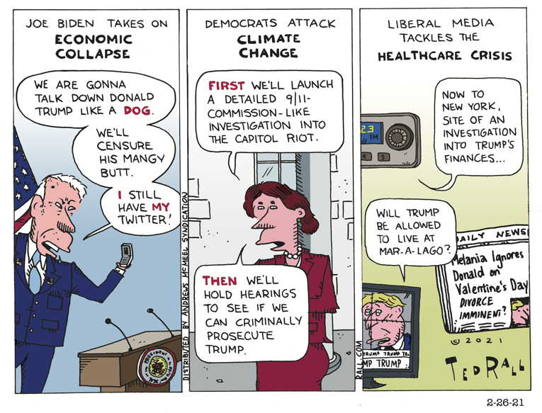 Political/Editorial Cartoon by Ted Rall on Biden Going Full Bore