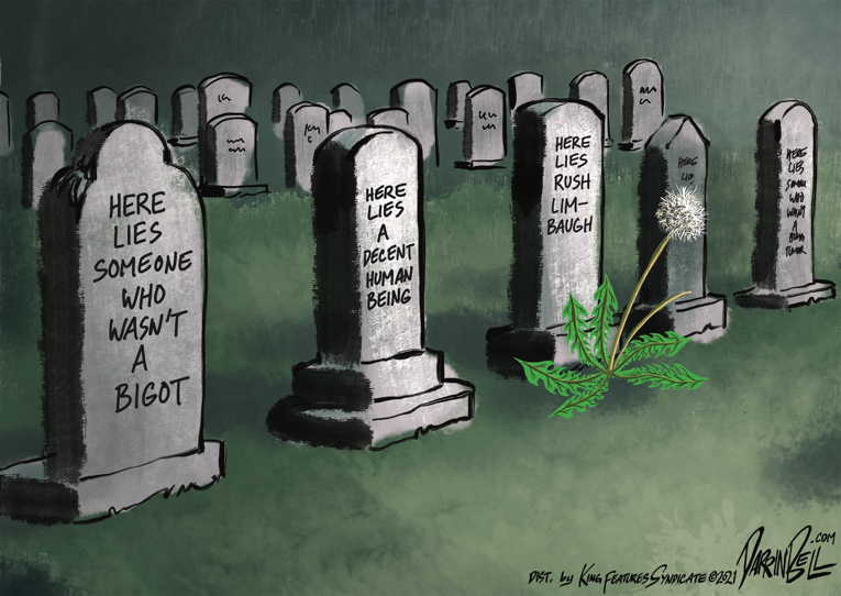 Political/Editorial Cartoon by Darrin Bell, Washington Post Writers Group on Rush Limbaugh Finally Dies