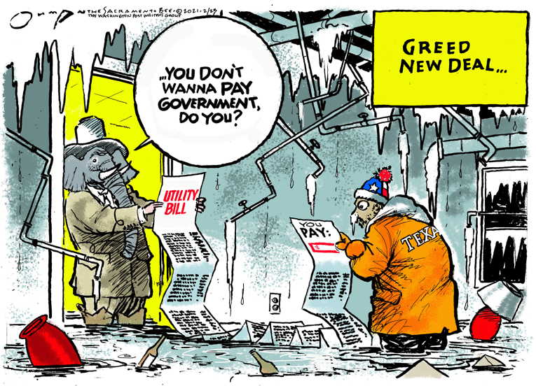 Political/Editorial Cartoon by Jack Ohman, The Oregonian on Texas Freezes