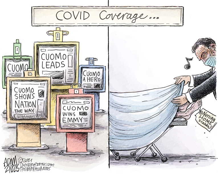 Political/Editorial Cartoon by Adam Zyglis, The Buffalo News on Cuomo Suffering From Covid