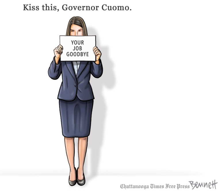 Political/Editorial Cartoon by Clay Bennett, Chattanooga Times Free Press on Cuomo Suffering From Covid