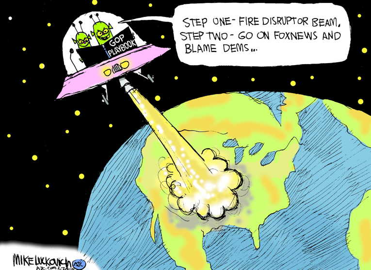 Political/Editorial Cartoon by Mike Luckovich, Atlanta Journal-Constitution on Republicans Hit Reset Button