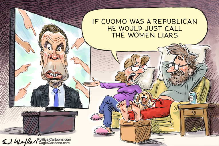 Political/Editorial Cartoon by Ed Wexler, PoliticalCartoons.com on Cuomo Denies Allegations