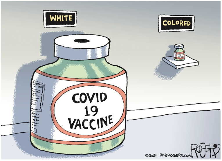 Political/Editorial Cartoon by Rob Rogers on Vaccinations Ramp Up