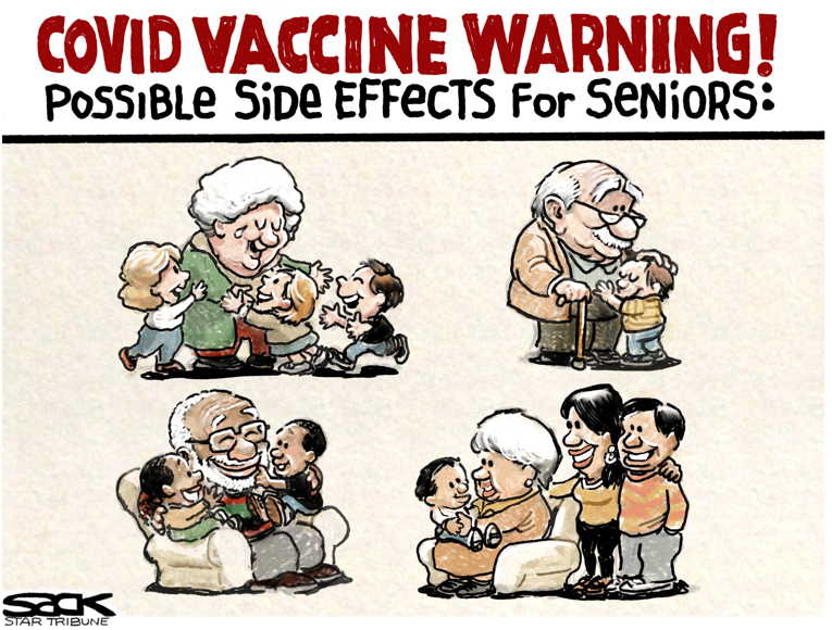 Political/Editorial Cartoon by Steve Sack, Minneapolis Star Tribune on Vaccinations Ramp Up