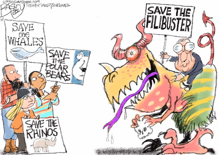 Political/Editorial Cartoon by Pat Bagley, Salt Lake Tribune on McConnell Threaten Scorched Earth