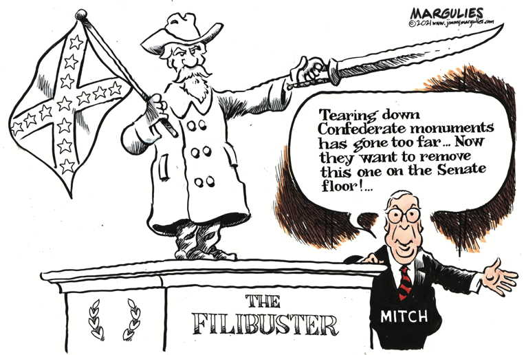 Political/Editorial Cartoon by Jimmy Margulies, King Features on McConnell Threaten Scorched Earth