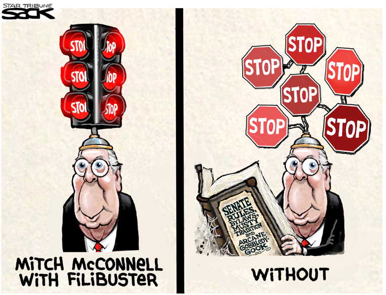 Political/Editorial Cartoon by Steve Sack, Minneapolis Star Tribune on McConnell Threaten Scorched Earth