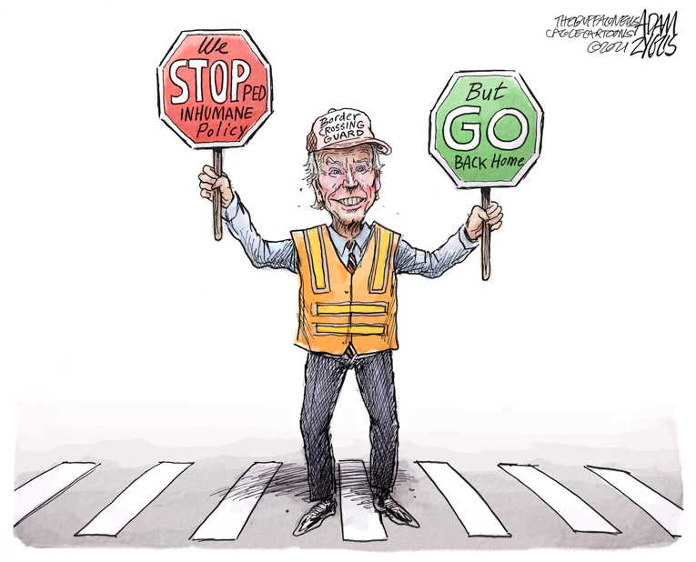 Political/Editorial Cartoon by Adam Zyglis, The Buffalo News on Biden Takes Charge at Border