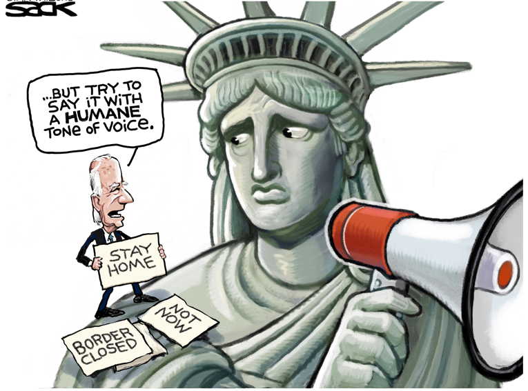 Political/Editorial Cartoon by Steve Sack, Minneapolis Star Tribune on Biden Takes Charge at Border
